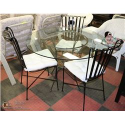 SHOWHOME METAL AND GLASS TABLE WITH 3 CHAIRS