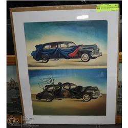SALVADOR DALI REPRINT OF DRESSED AUTOMOBIL OIL ON