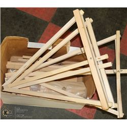 BOX OF WOOD ART EASLES.