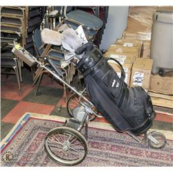 BATTERY OPERATED GOLF CART WITH BAG & FULL SET OF