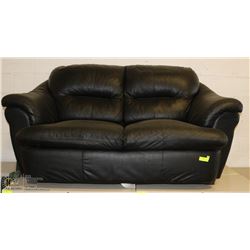 BLACK LEATHERETTE LOVESEAT