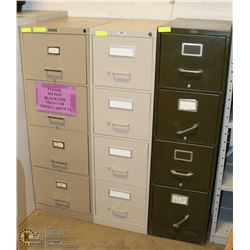 LOT OF 3 FILING CABINETS, ALL WITH 4 DRAWERS