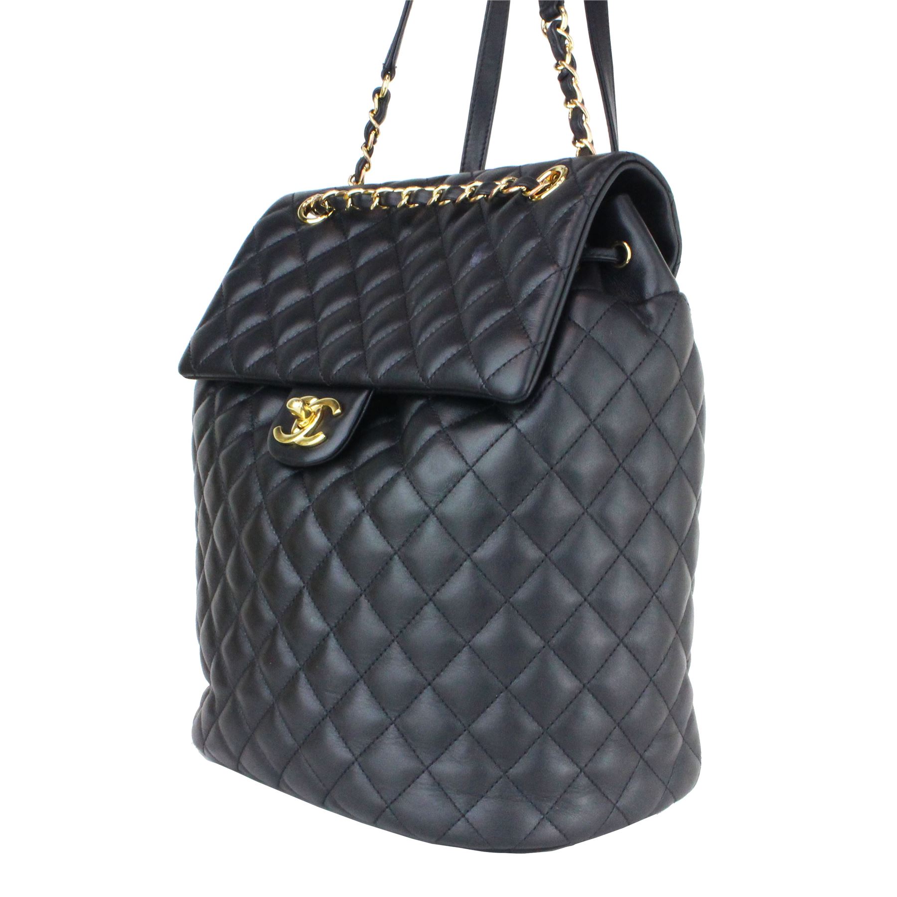 CHANEL BACKPACK URBAN SPIRIT BLACK LAMBSKIN LEATHER BACKPACK