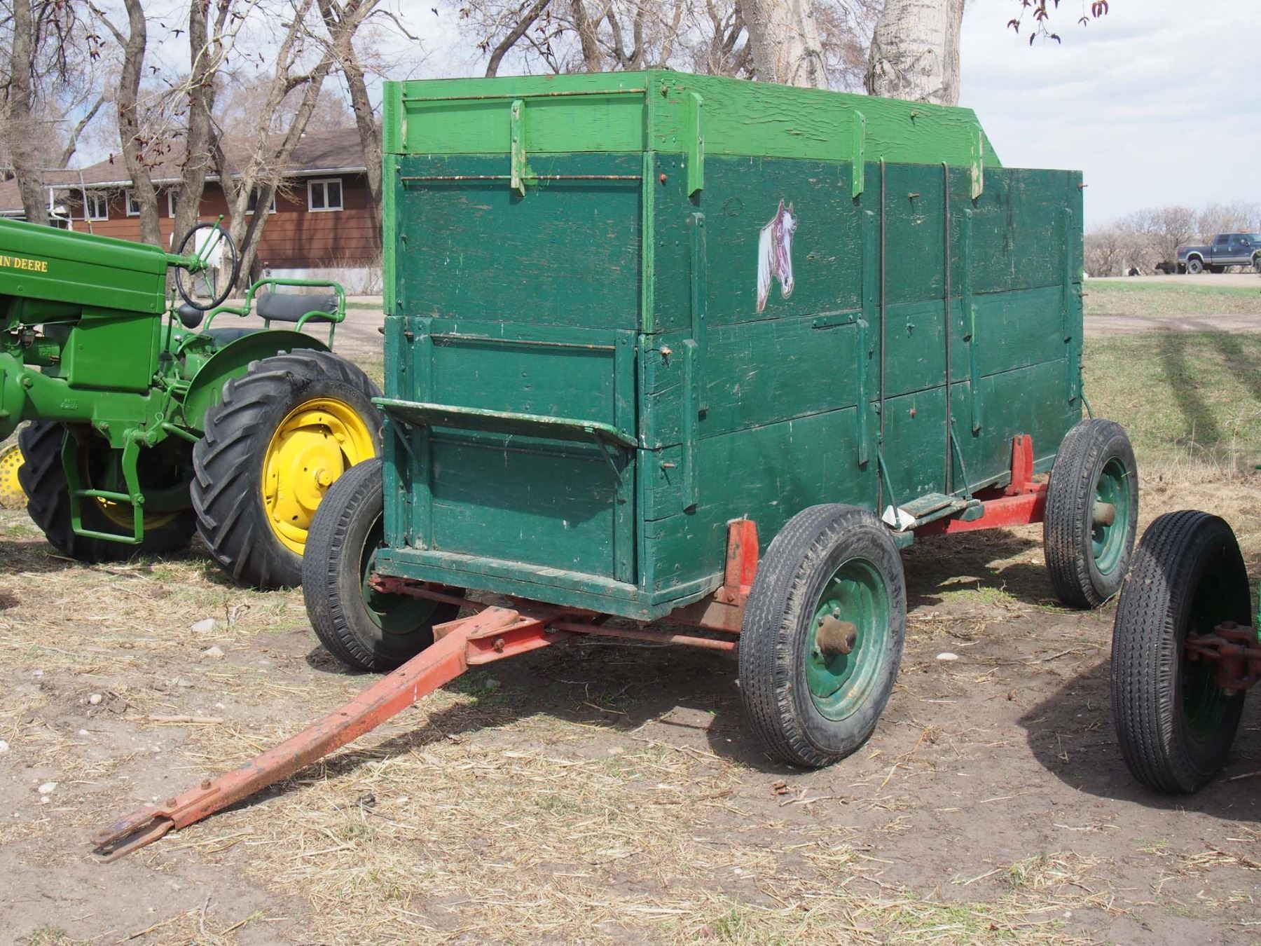 Eatons 8000 Rubber Tire Wagon, Wooden Box, 5 Ton