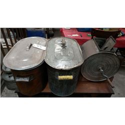 2 Copper Boilers And Butter Churn