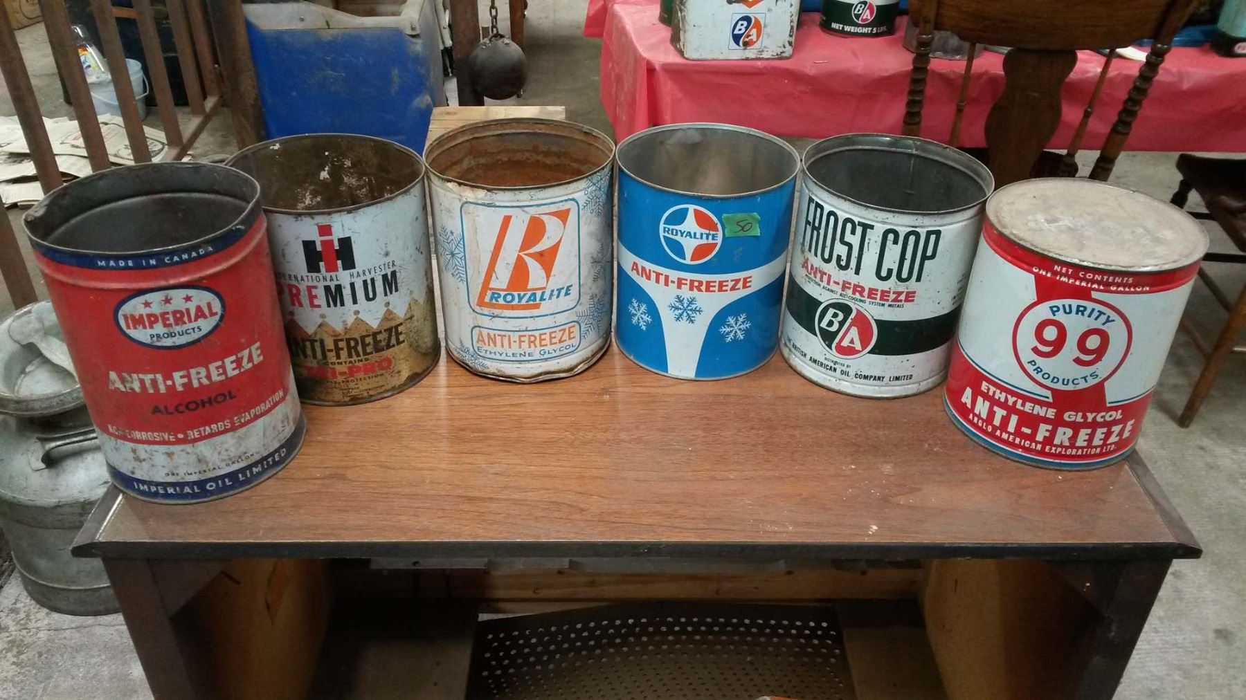 Assortment Of Empty Antifreeze Tins Bodnarus Auctioneering