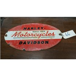 Vintage Harley Davidson Porcelain Sign (19 3/4”x11 1/4”)