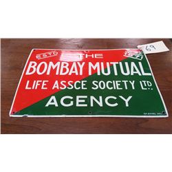 The Bombay Mutual Life Assce Society Porcelain Sign (18”x12”)