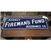 Image 1 : Agency Fireman’s Fund Insurance Co Porcelain Sign 36”x12”