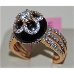 Black Agate 18K Rose Gold 6.05gm Ring