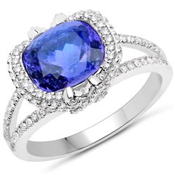 3.44ct Tanzanite 14K White Gold Ring