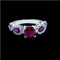 2.09CT NATURAL RUBY 14K WHITE GOLD RING