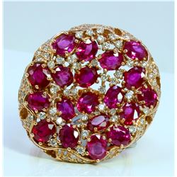 RUBY 7.10CT 14K ROSE GOLD RING 11.12GRAM DIAMOND 0.81CT