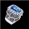Image 2 : GIA 13.58CT NATURAL CEYLON BLUE SAPPHIRE 18K WHITE AND ROSE GOLD RING