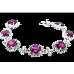 35.83ct Red Garnet 14K White Gold Bracelet