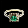 Image 1 : 0.54CT NATURAL COLOMBIAN EMERALD 14K YELLOW GOLD RING