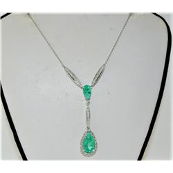 4.18ct Emerald 18K White Gold 6.65gm Necklace