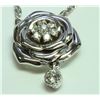 Image 1 : 14K WHITE GOLD ROSE PENDANT WITH CHAIN:4.82g/Diamond:0.24ct