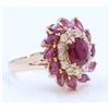 Image 2 : RUBY CENTER OVAL 1.97CT RUBY MQ SMALL 2.25CT  14K ROSE GOLD RING 7.6GRAM DIAMOND 0.58CT