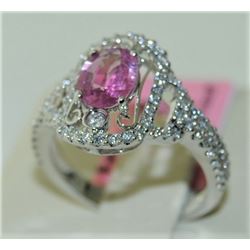 Pink Sapphire 0.99ct 14K White Gold 4.00gm Ring