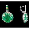 Image 1 : GIA 17.47CT NATURAL COLOMBIAN EMERALD RING & EARRING 18K W/G
