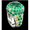 Image 3 : GIA 17.47CT NATURAL COLOMBIAN EMERALD RING & EARRING 18K W/G