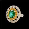 Image 1 : 3.64CT NATURAL COLOMBIAN EMERALD 14K WHITE GOLD RING