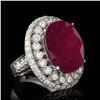 Image 1 : GIA 17.12 Ruby 14K White Gold Ring