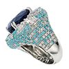 Image 2 : GIA 18.88CT  CEYLON SAPPHIRE / BRAZILLIAN PARAIBA 18K WHITE GOLD RING