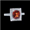 Image 1 : 3.20CT NATURAL MALAYA GARNET 14K White GOLD RING