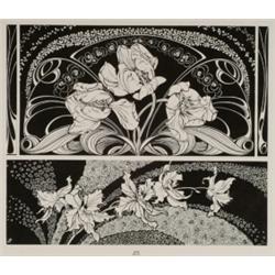 Pilters, Josef., BLUMENORNAMENTIK. Illustrated with 24 plates. Oblong folio, half cloth and pri...
