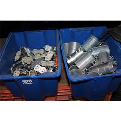 4 BLUE TOTES OF ELECTRICAL HARDWARE