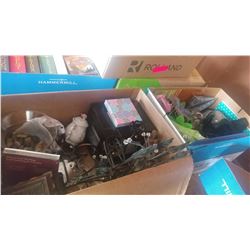 2 BOXES OF CANDLE HOLDERS AND DECORATIONS