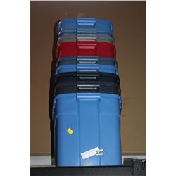 9 RUBBERMAID TOTES AND TWO LIDS
