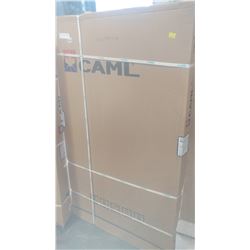 NEW CAML DOUBLE SLIDING GLASS AND BRUSHED NICKEL SHOWER DOOR IN BOX