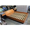 Image 2 : BLACK AND MAPLE QUEENSIZE BEDFRAME WITH STORAGE HEADBOARD AND BUILT IN NIGHTSTANDS