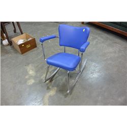 BLUE LEATHER CHROME ROCKING CHAIR