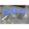 Image 3 : THREE BLUE LEATHER AND CHROME STOOLS