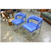 Image 2 : PAIR OF BLUE LEATHER AND CHROME CHAIRS