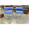 Image 3 : PAIR OF BLUE LEATHER AND CHROME CHAIRS
