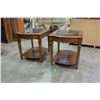 Image 2 : TWO GLASSTOP WALNUT ENDTABLES