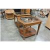 Image 3 : TWO GLASSTOP WALNUT ENDTABLES