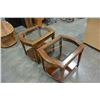 Image 4 : TWO GLASSTOP WALNUT ENDTABLES
