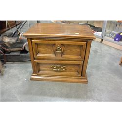 TWO DRAWER OAK NIGHTSTAND