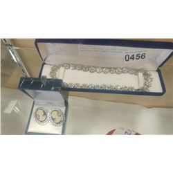 RHINESTONE STAR PATTERN CHOKER NECKLACE AND CAMEO EARRINGS
