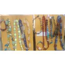 TWO TRAYS OF BEADED NECKLACES