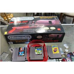 NINTENDO ENTERTAINMENT SYSTEM AS NEW WITH ORIGINAL BOX PACKAGING AND 3 GAMES