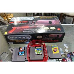 NINTENDO ENTERTAINMENT SYSTEM AS NEW WITH ORIGINAL BOX PACKAGING AND 3 GAMES