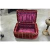 Image 3 : VINTAGE MOHAIR SEWING STOOL AND TWO ANTIQUE BRASS LAMP BASES