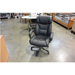 BLACK LEATHER ROLLING GAS LIFT OFFICE CHAIR